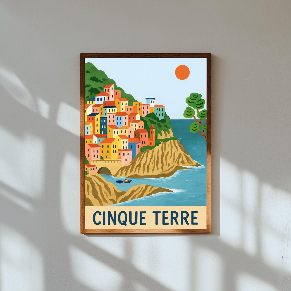 Cinque Terre Colorful Coastal Village On Cliffs Italy Travel Poster