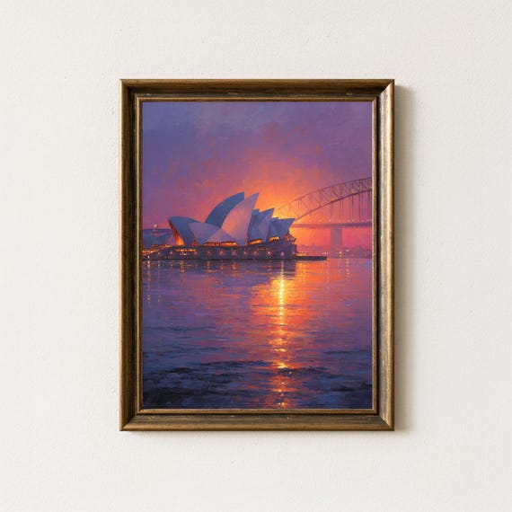 Sydney Opera House Sunset Print Australian Cityscape Wall Art