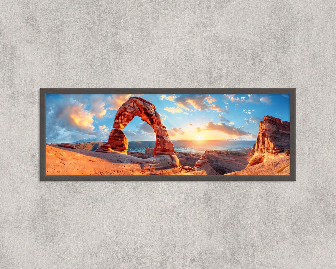Delicate Arch Sunset Panorama Arches National Park Utah Print