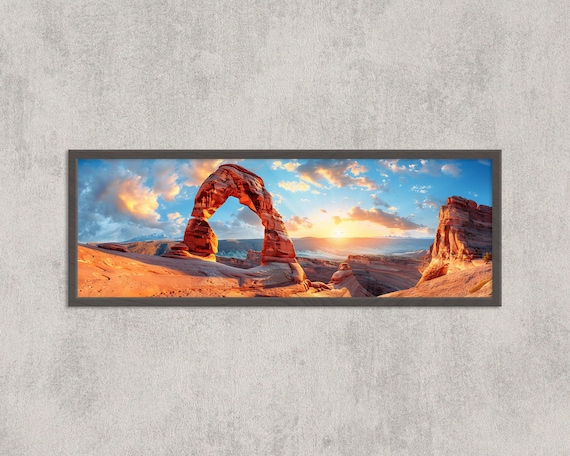 Delicate Arch Sunset Panorama Arches National Park Utah Print