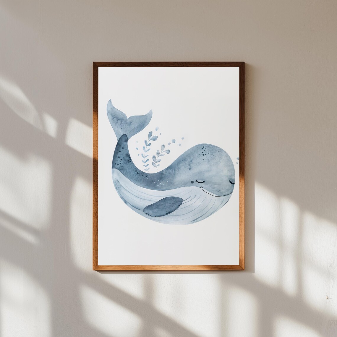 Sweet Baby Whale Watercolor Poster Ocean Nursery Animal Wall Decor