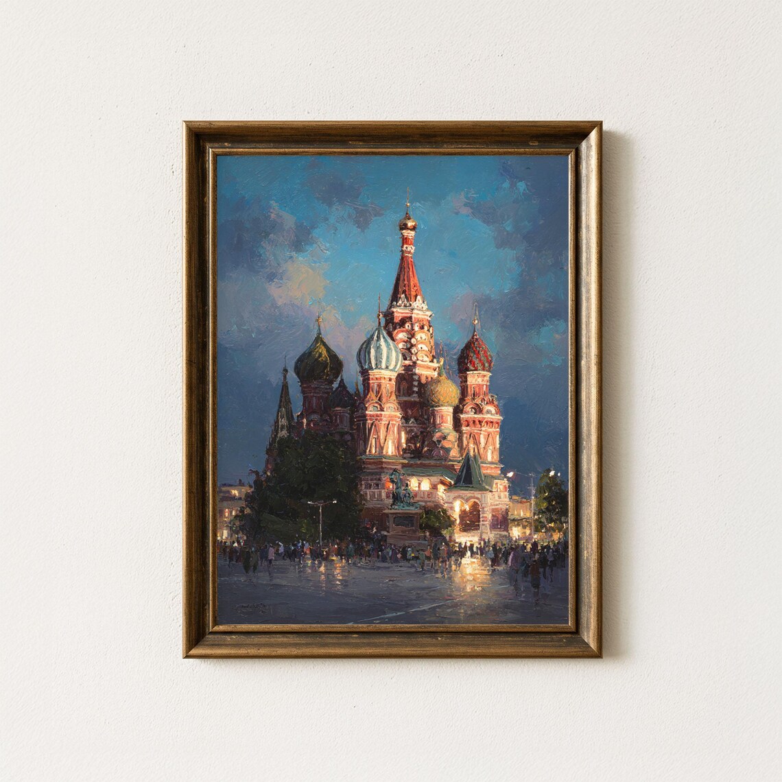 Saint Basils Cathedral Moscow Print Night Oil Painting Red Square Art