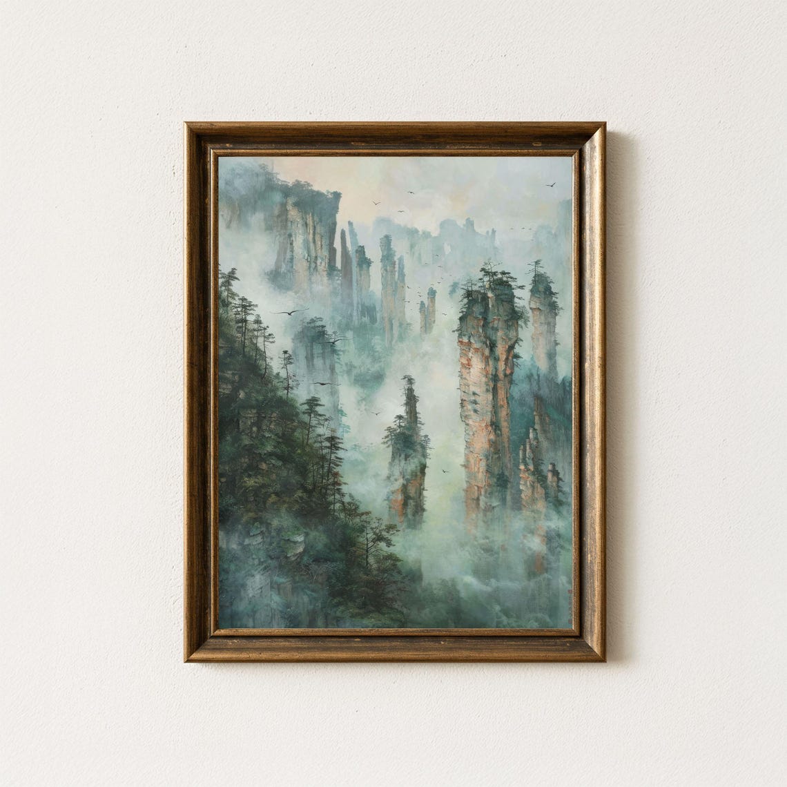 Zhangjiajie Misty Stone Pillars Ethereal Chinese Mountain Print