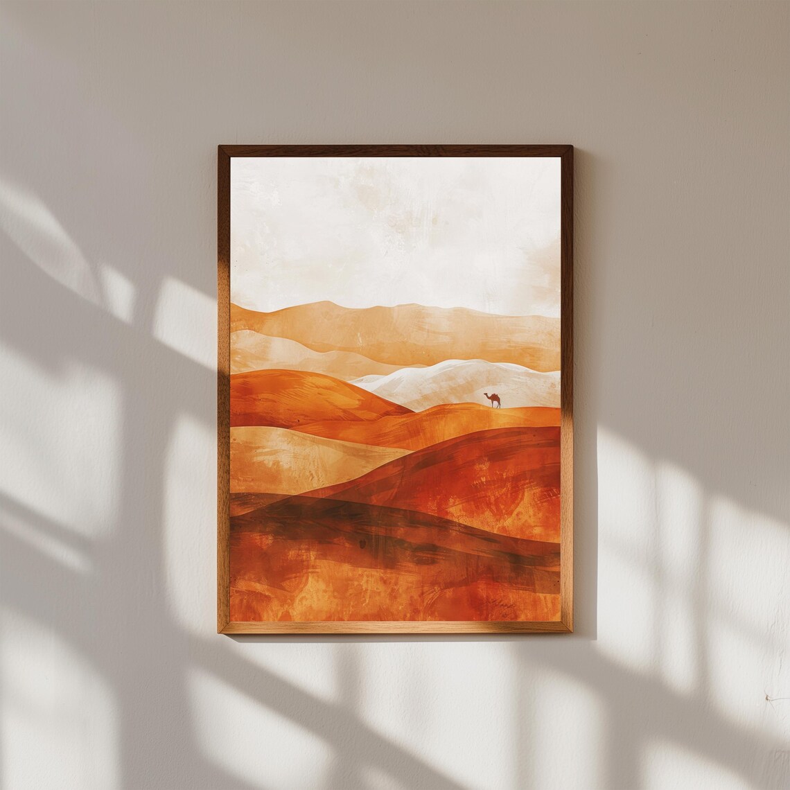 Desert Sand Dunes Camel Silhouette Terracotta Minimalist Travel Poster