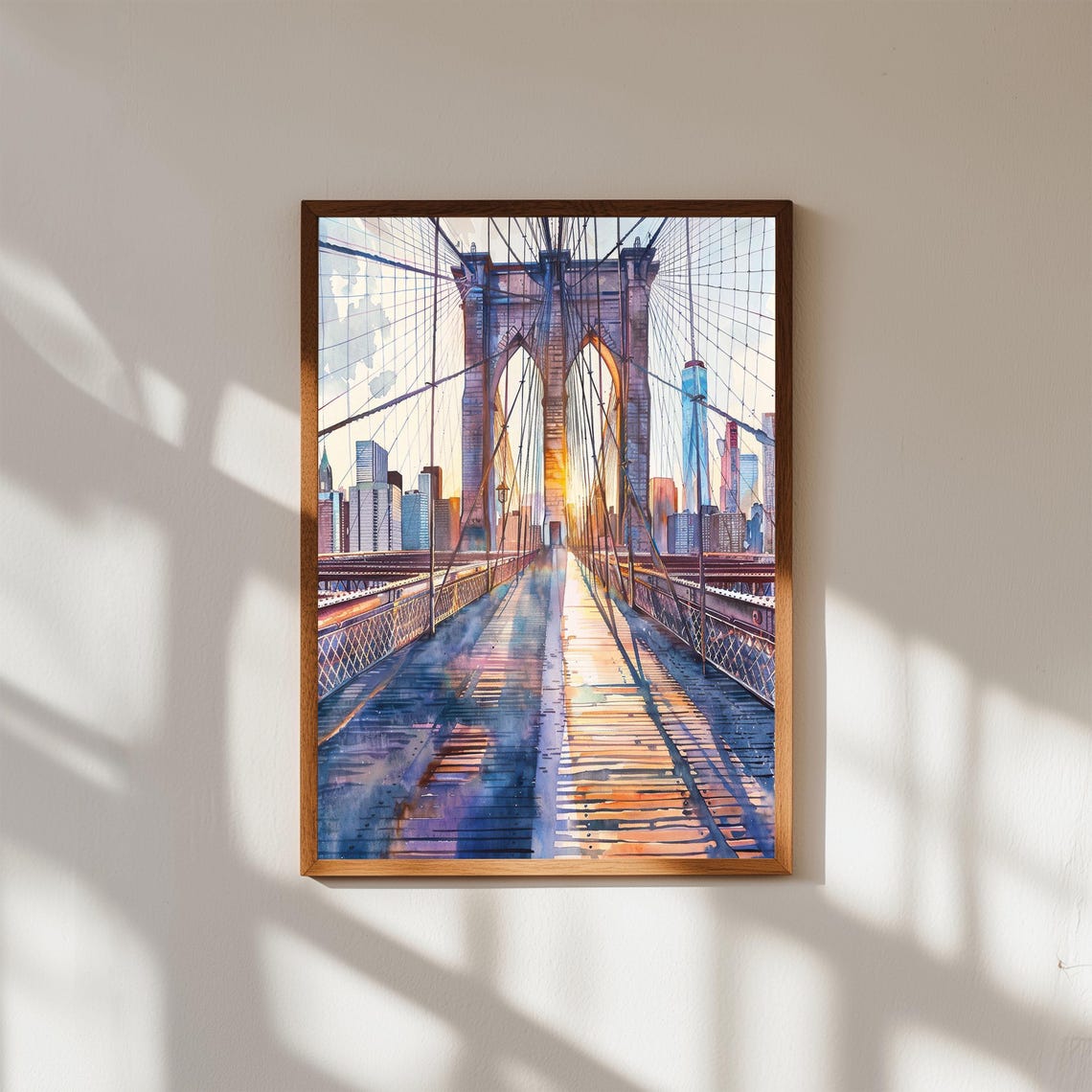 Brooklyn Bridge Watercolor Print, New York City Poster