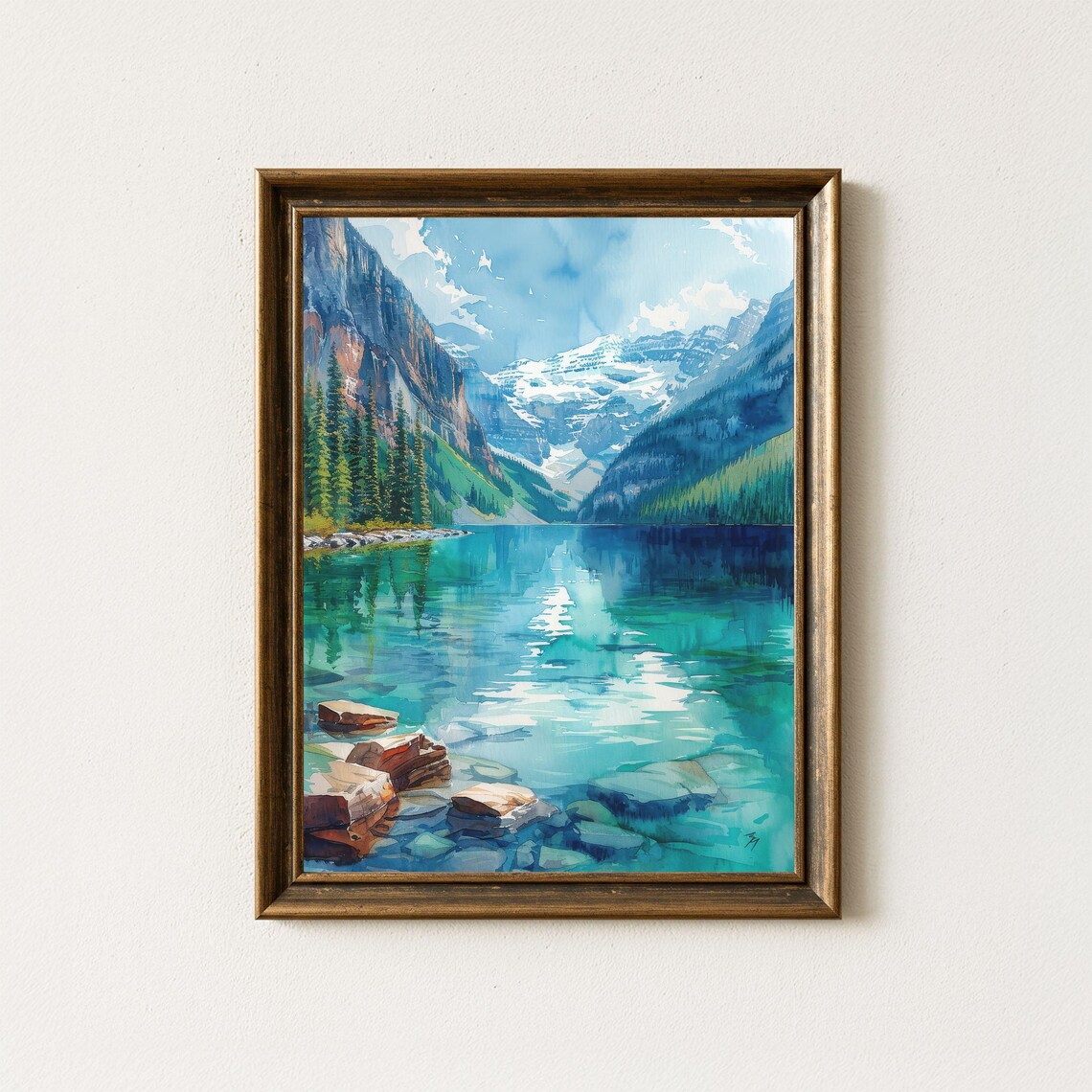 Lake Louise Watercolor Print, Canadian Rockies