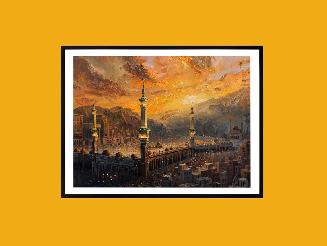 Masjid Al Haram Mecca Sunset Sacred Islamic Landmark Art Print