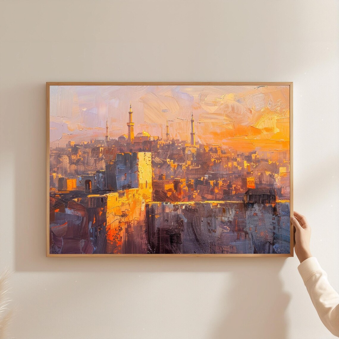 Aleppo Citadel Sunset Middle Eastern Cityscape Oil Painting Print