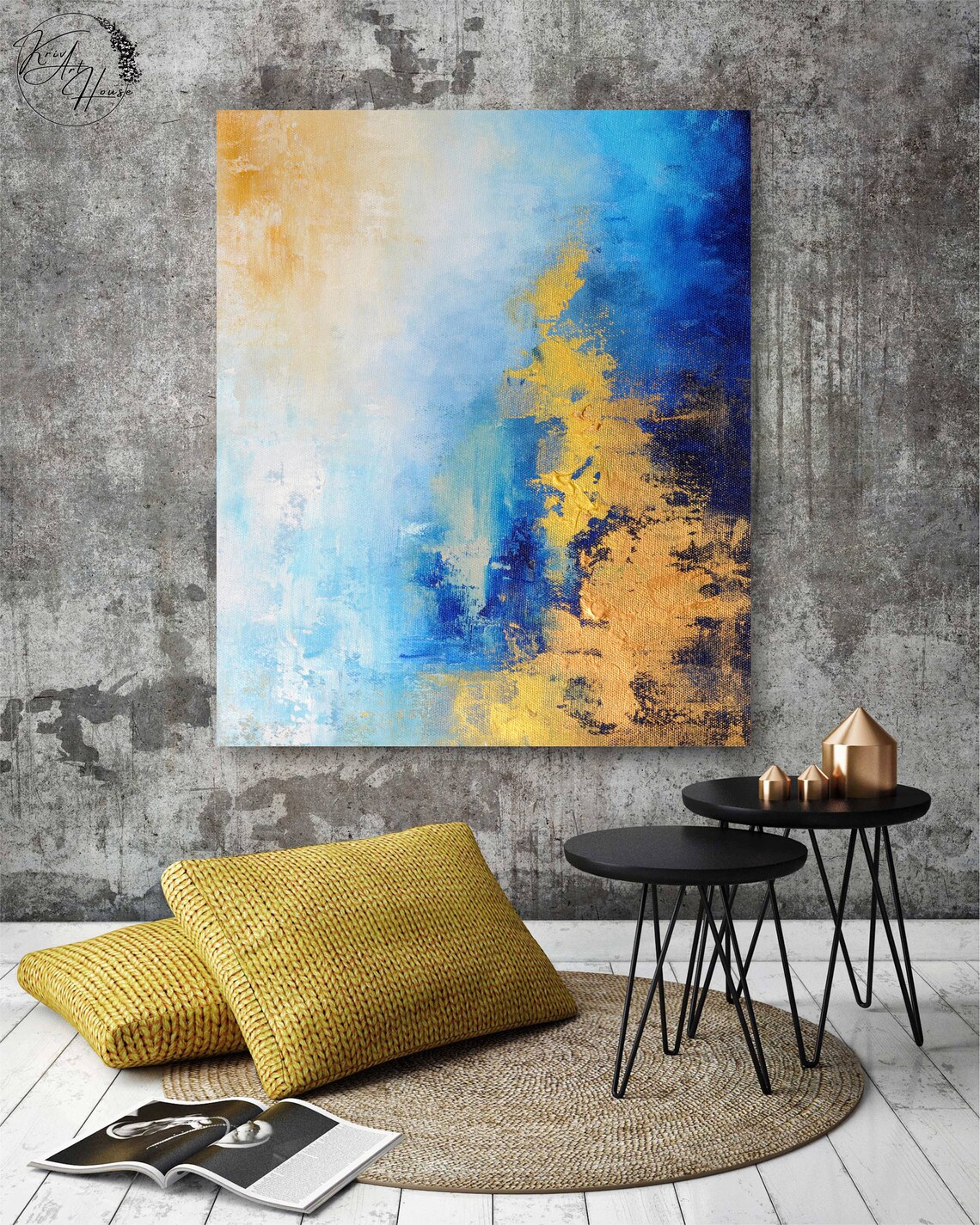 Large Modern Abstract Painting, Panoramic Wall Art Print - Image 4