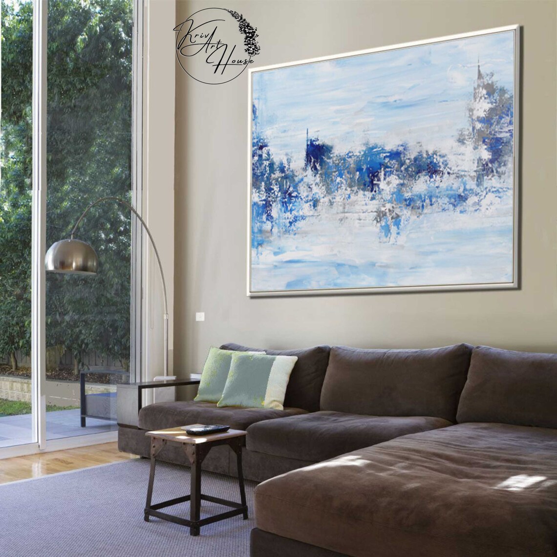 Blue Abstract Painting, Palette Knife Art Print - Image 4