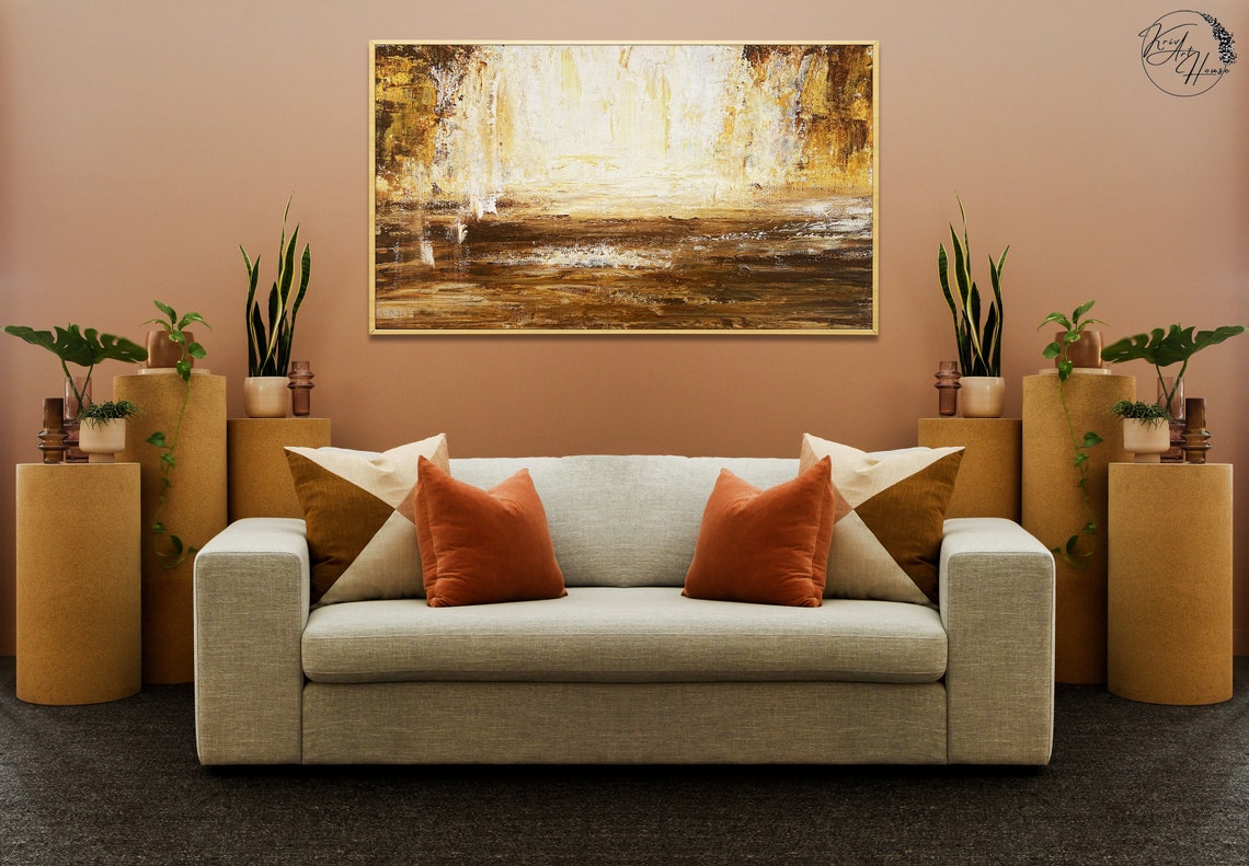 Bronze Gold Abstract Glowing Field Sunset Texture Wall Art Print - Image 2