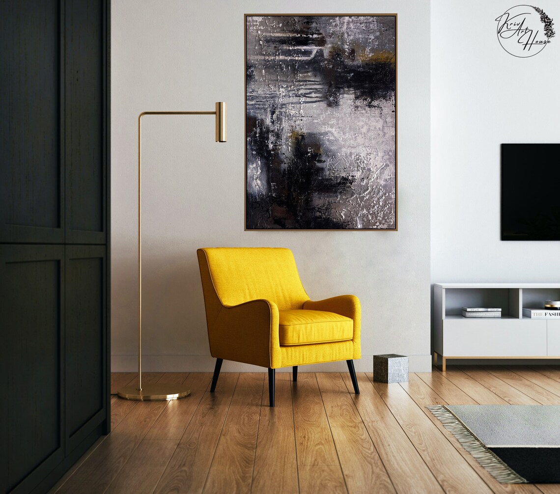 Grey Black Abstract Art Print, Neutral Modern Wall Art - Image 3