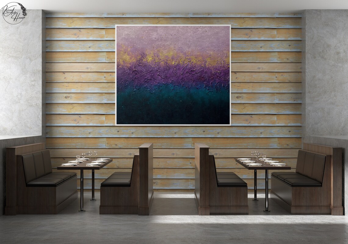 Violet Blue Gold Abstract Art Print, Bold Modern - Image 3