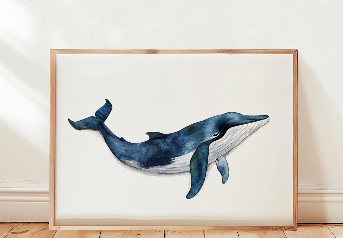 Whale Wall Art Print For Restaurant Decorations Trendy Poster Watercolor Ocean Decoration Paintings Nursery