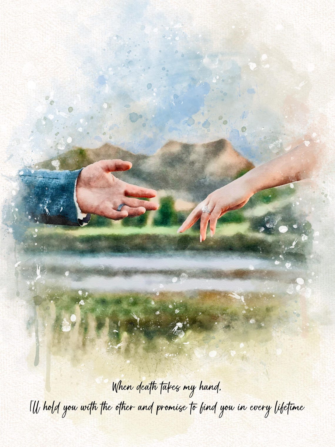 Smiling Couple Watercolor Custom Portrait Romantic Gift Poster - Image 2