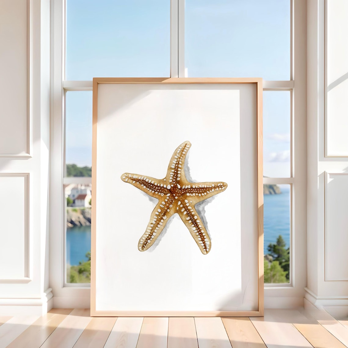 Starfish Print Wall Art For Restaurant Decorations Trendy Poster Watercolor Ocean Decoration - Image 3