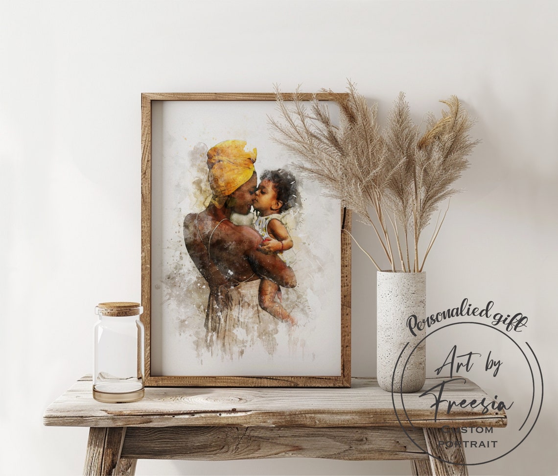 Two Australian Shepherd Dogs Watercolor Custom Pet Portrait Poster - Image 2