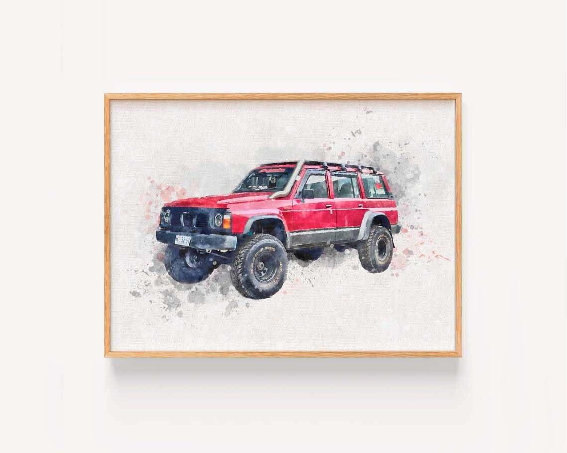 Personalized Car Drawing Family Portrait, Watercolor - Image 2
