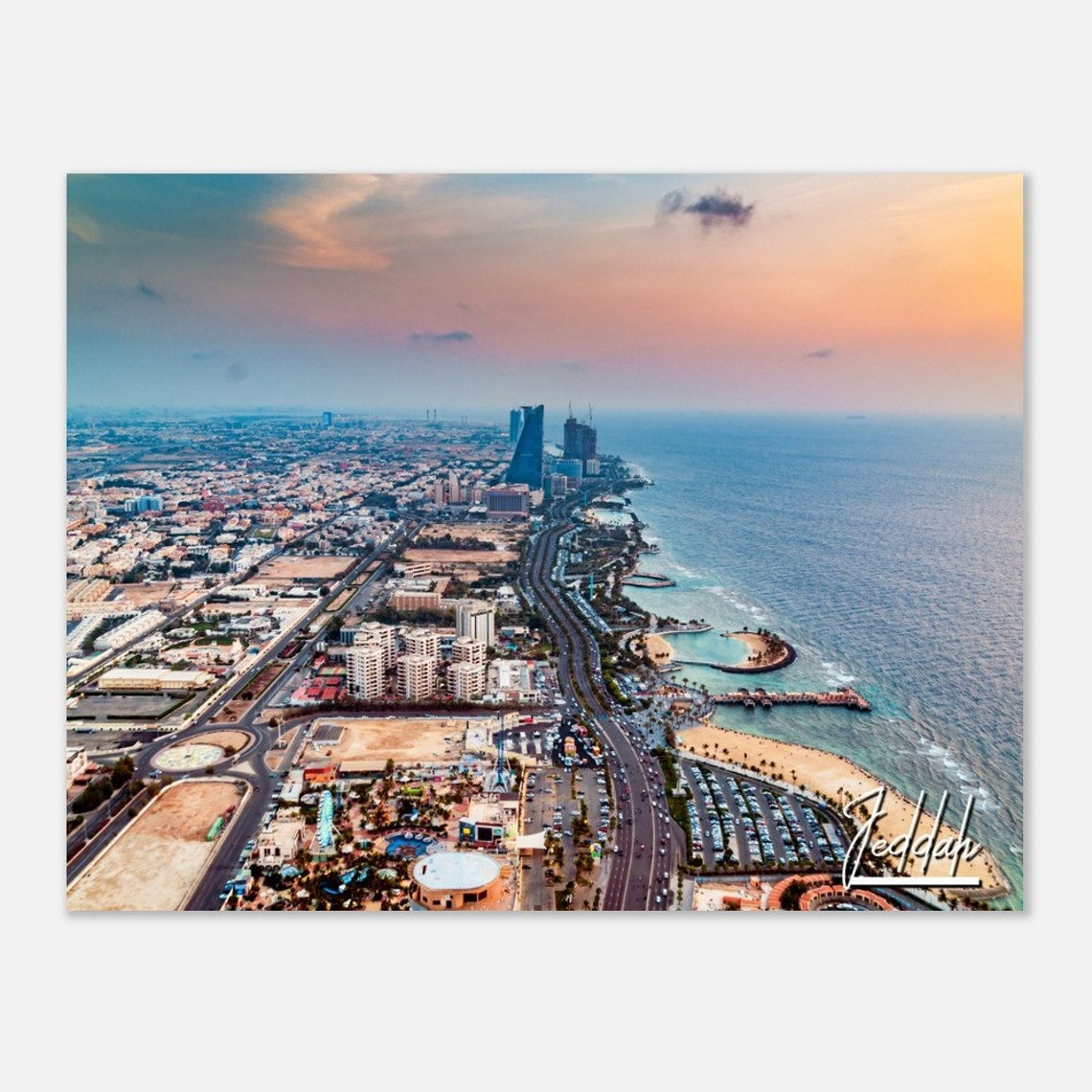 Jeddah Saudi Arabia Skyline Print Coastal Travel Poster