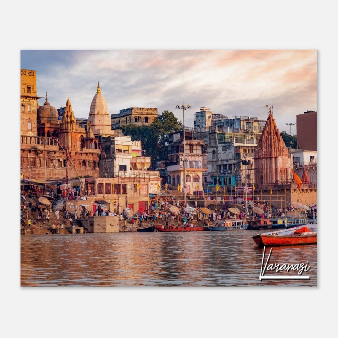 Varanasi India Ganges River Temples Boats Travel Photo Poster