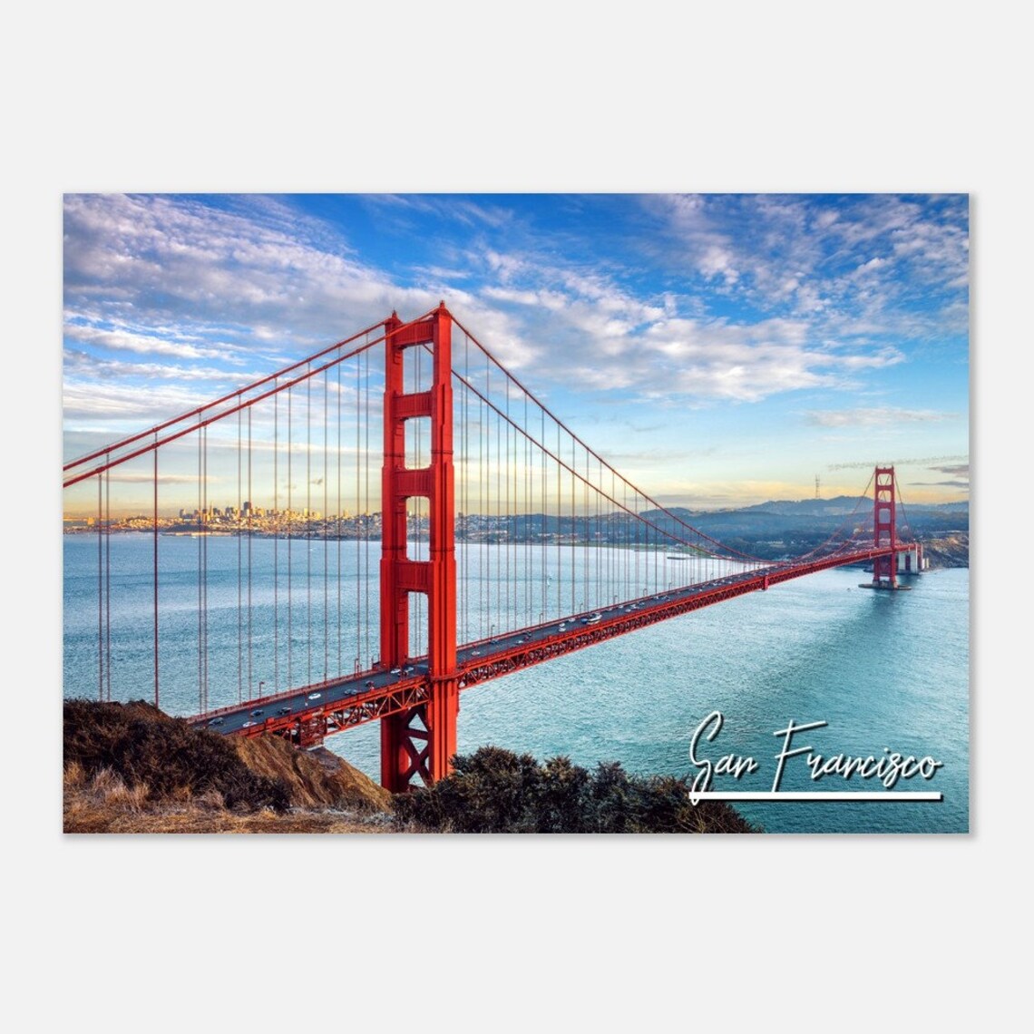 San Francisco Golden Gate Bridge Sunset Bay Cityscape Travel Poster