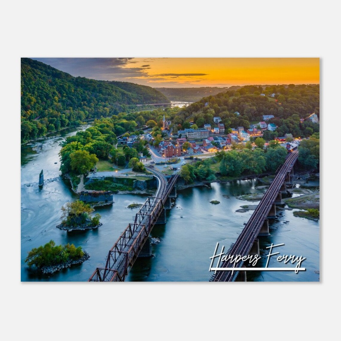 Harpers Ferry Travel Poster, Historic West Virginia Town