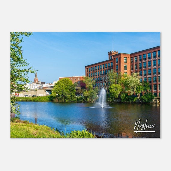 Nashua New Hampshire Poster Cityscape Travel Photo Print