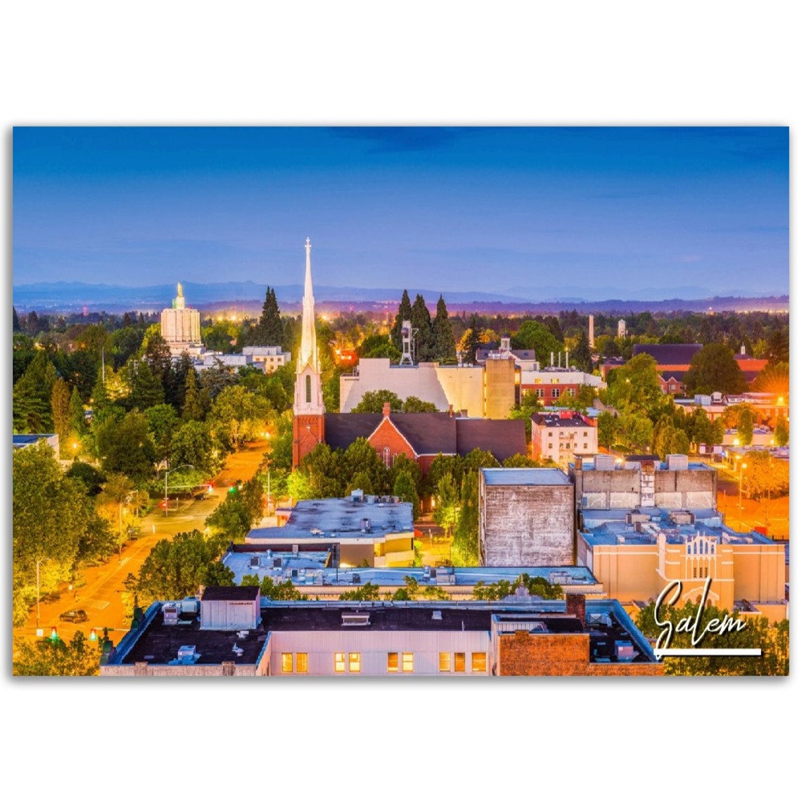 Salem Oregon Poster Print City Skyline Wall Art