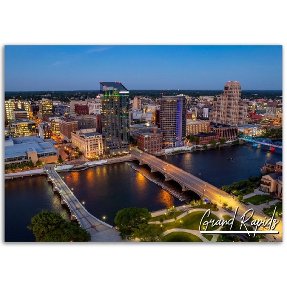 Grand Rapids Skyline Poster Michigan Travel Photography Print