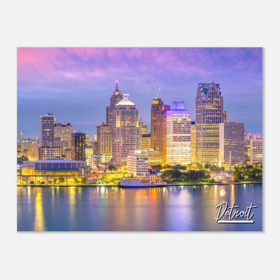 Detroit Cityscape Poster, Michigan Skyline Art Print