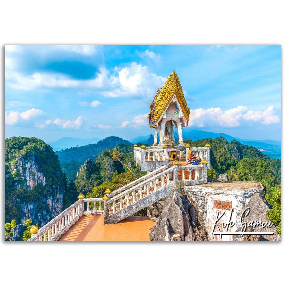 Koh Samui Thailand Golden Cliff Temple Tropical View Travel Poster