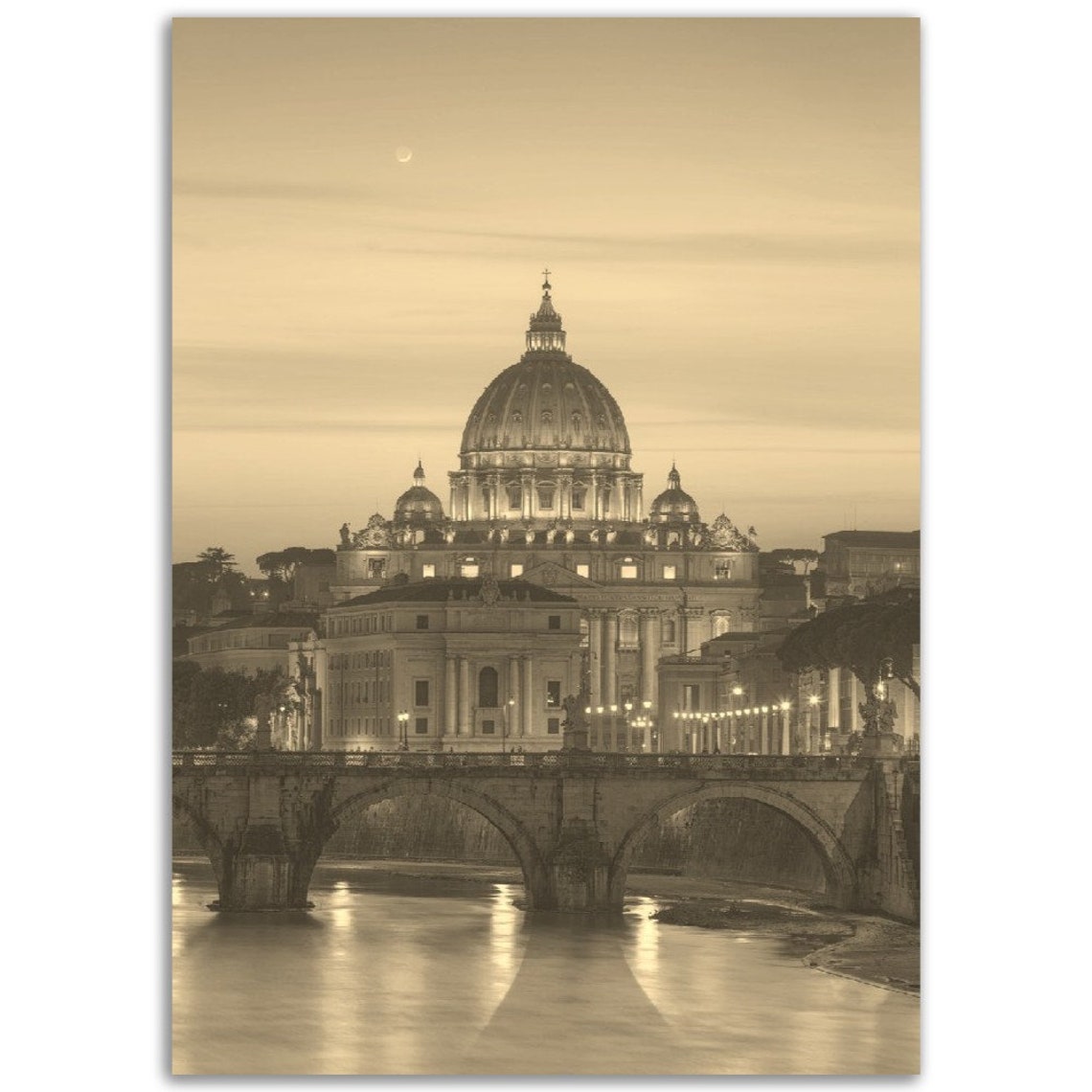 Vintage Vatican City Poster Sepia St Peters Basilica Print