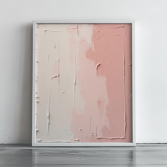 Minimalist Blush Abstract Wall Art Textured Pink Neutral Modern Pastel Soft Decor For Bedroom Office 192