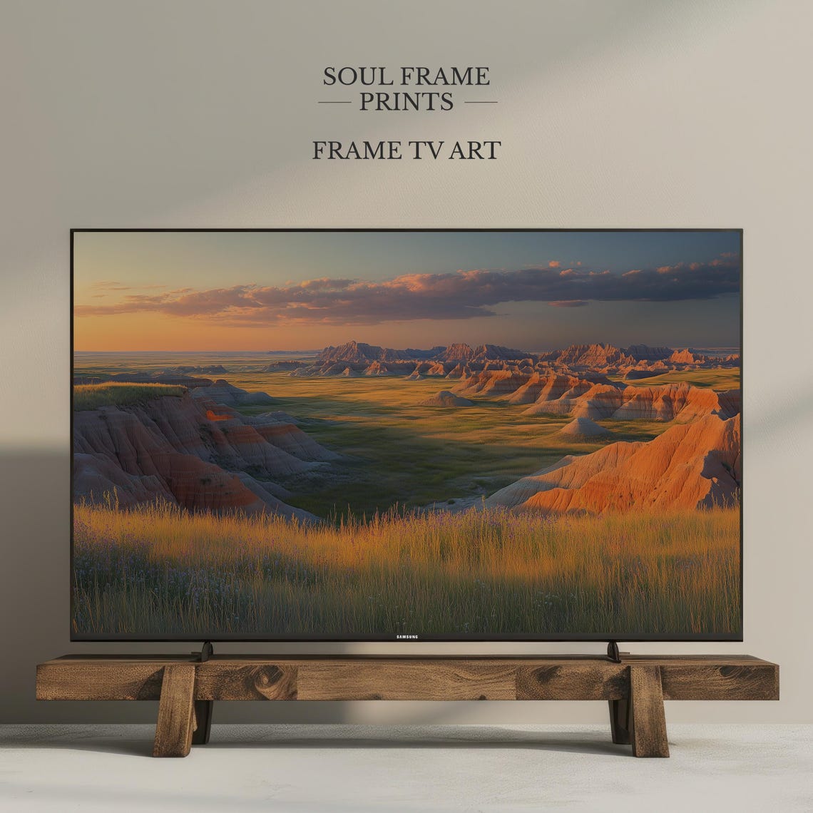 Badlands National Park Sunset Prairie Landscape Frame TV Art Poster