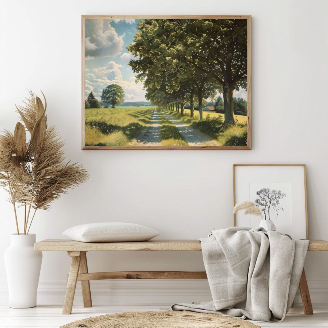 Tree Lined Country Road Summer Fields Rustic Farmhouse Barn Lane Poster - Image 2