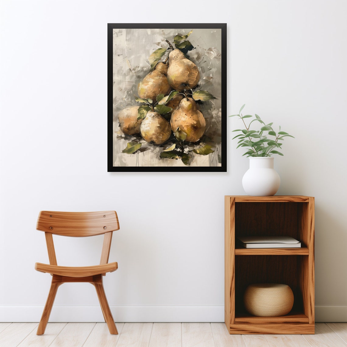 Golden Pears Impasto Oil Painting Vintage Kitchen Still Life Poster - Image 2