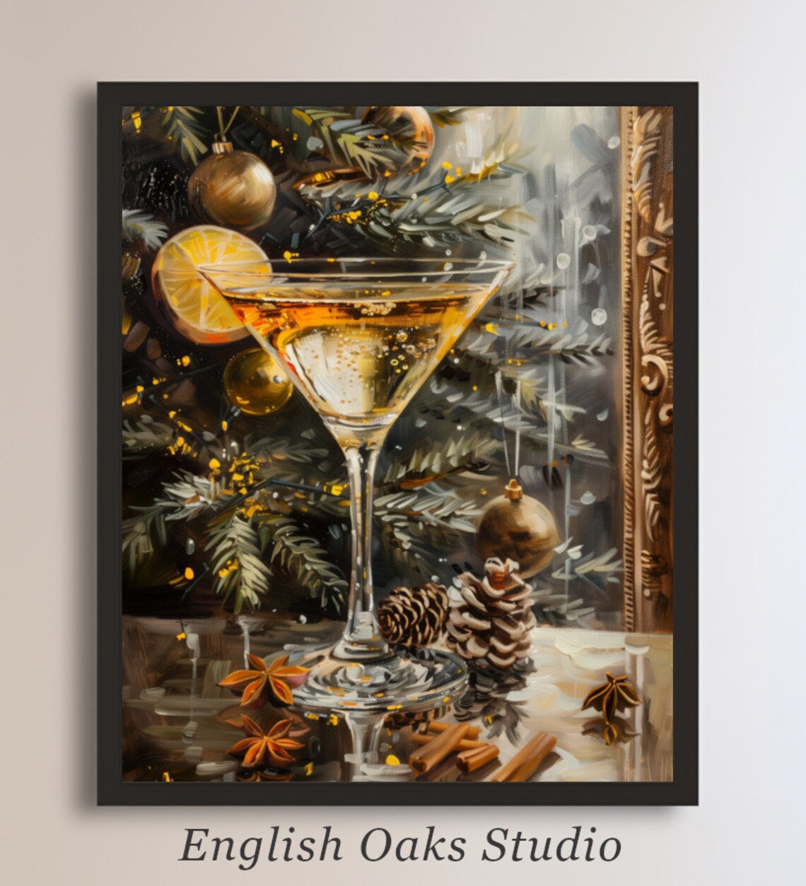 Vintage Christmas Cocktail Drink Decor Festive Poster