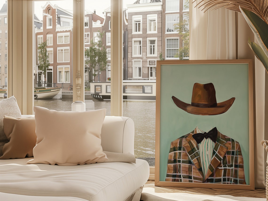Hand Drawn Cowboy Painting, Vintage Western Poster - Image 3