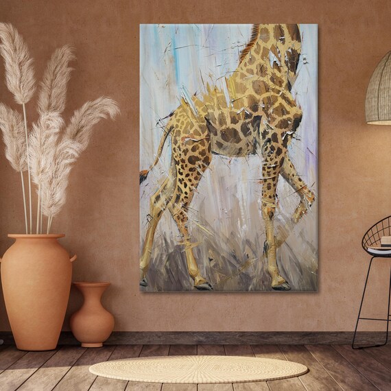 Giraffe Walking Art Print, Gift for Animal Lovers