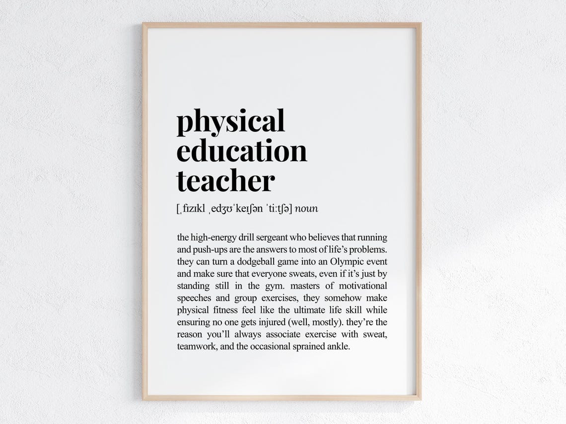 Physical Education Teacher Dictionary Definition Poster Funny Gift