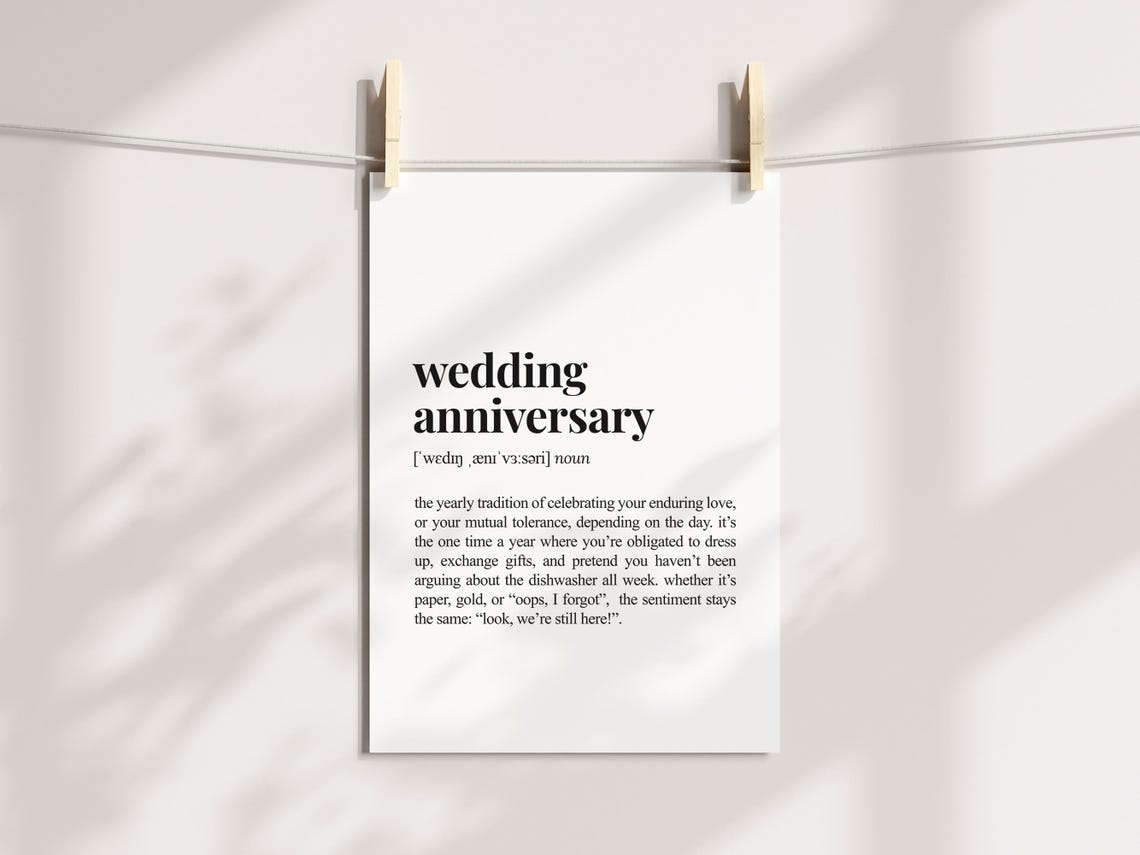 Wedding Anniversary Funny Dictionary Definition Poster for Couples - Image 3