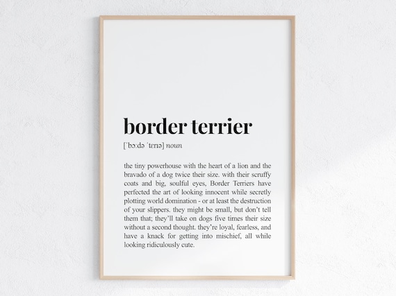 Border Terrier Funny Definition Print Cheeky Gift For Dog Parent Lover Art Sarcastic Dictionary Poster