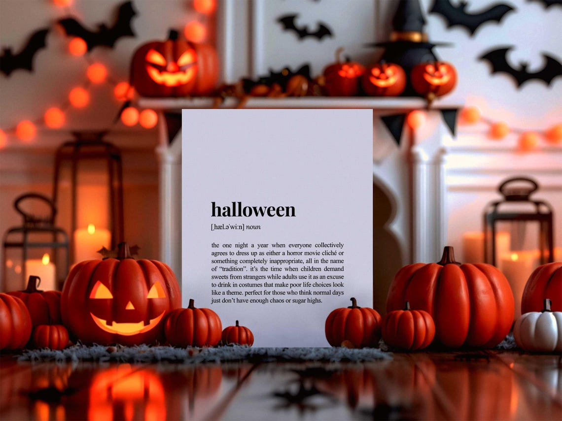 Halloween Definition Funny Dictionary Style Party Decor Wall Art - Image 3