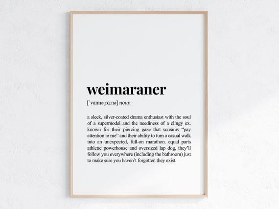 Weimaraner Funny Definition Print Cheeky Gift For Dog Parent Lover Art Humorous Dictionary Poster