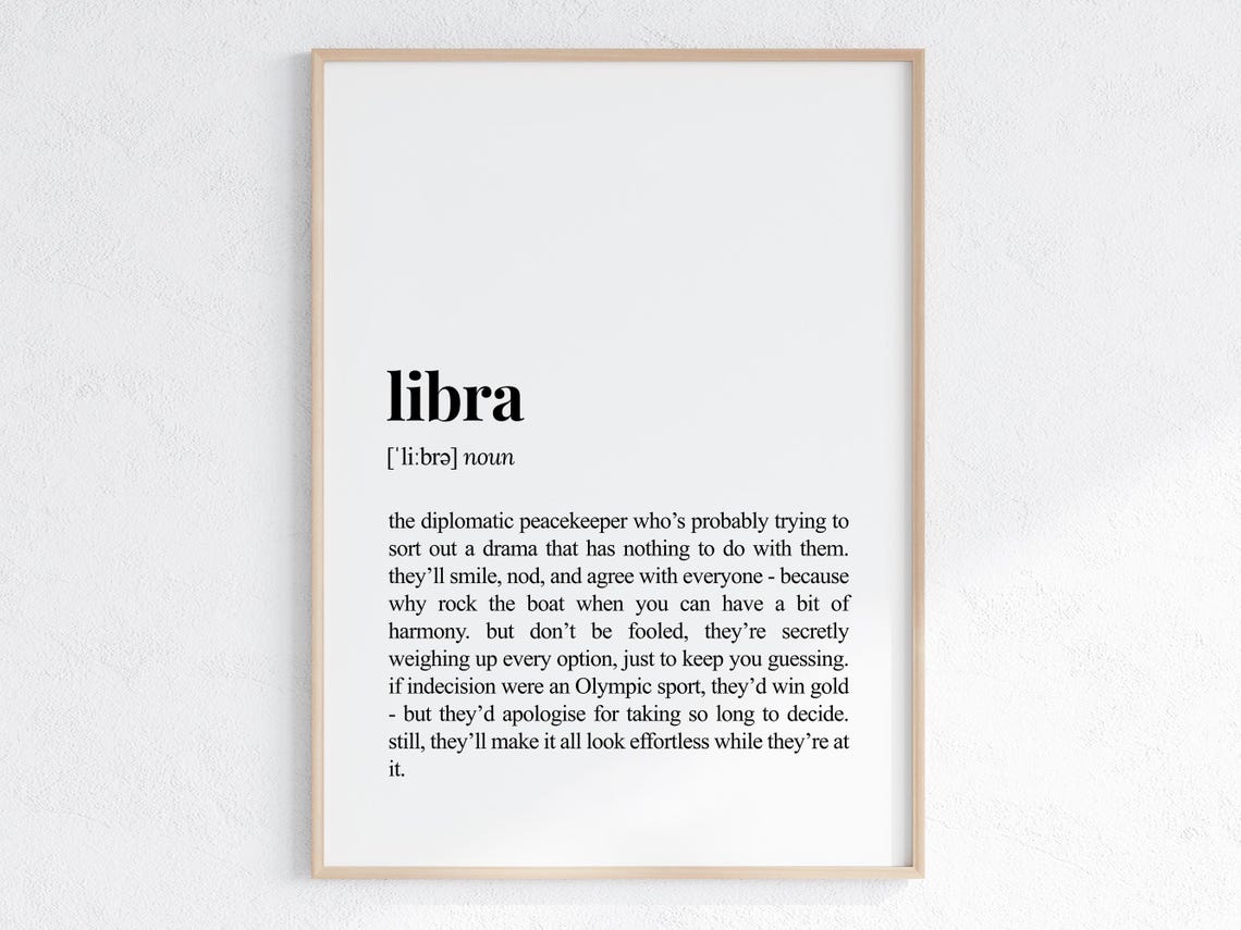 Libra Zodiac Sign Funny Astrology Definition Dictionary Poster
