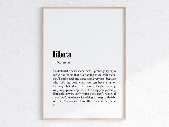 Libra Zodiac Sign Funny Astrology Definition Dictionary Poster