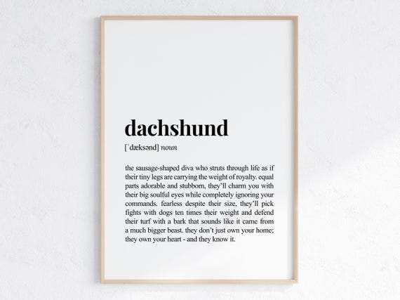 Dachshund Funny Definition Print Cheeky Gift For Dog Parent Lover Art Sarcastic Dictionary Poster