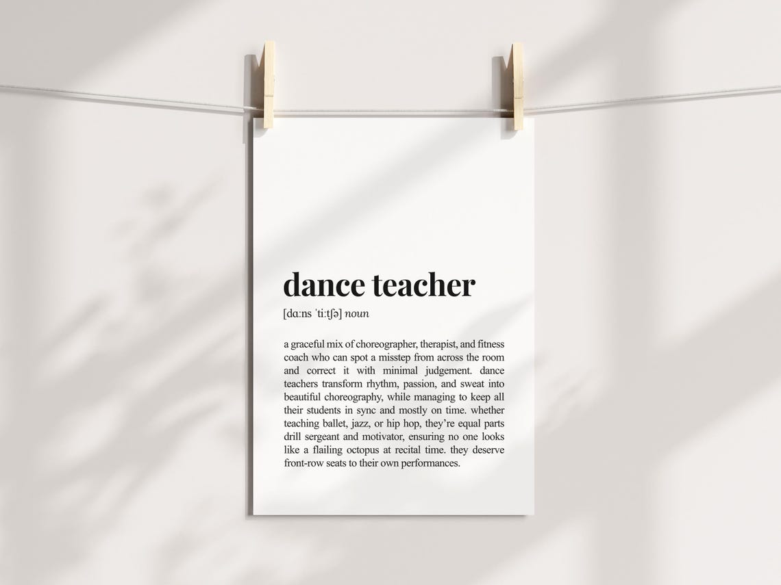 Dance Teacher Dictionary Definition Poster Funny Studio Gift - Image 3