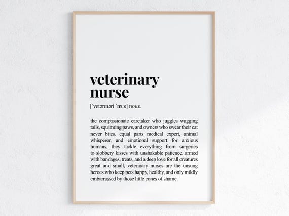 Veterinary Nurse Funny Definition Art Print, Office Poster
