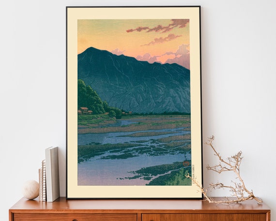 Japanese Poster Woodblock Art Chichibu In The Evening By Kawase Hasui Japandi Decor Mountain Poster Zen Home Decor